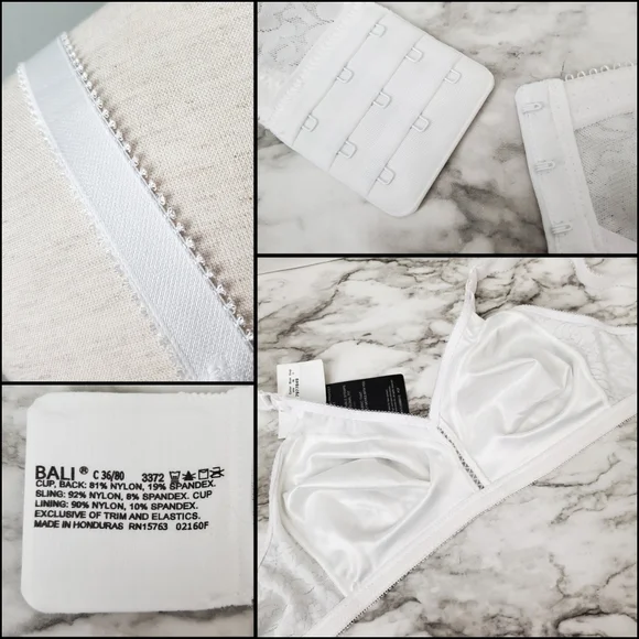 Bali NWT Spa Closure Wirefree White Bra With Floral Pattern, Size 36C - Picture 13 of 16